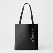 Zwart Wit Modern Minimalistisch Elegant Monogram Tote Bag (Voorkant)