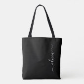 Zwart Wit Modern Minimalistisch Elegant Monogram Tote Bag (Achterkant)