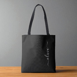 Zwart Wit Modern Minimalistisch Elegant Monogram Tote Bag
