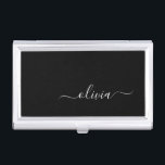 Zwart Wit Modern Minimalistisch Elegant Monogram Visitekaarthouder<br><div class="desc">Introductie van ons Black and White Minimalist Modern Monogram-Collectie: omarm eenvoud en verfijning met onze minimalistische design, samengesteld om uw stijl moeiteloos te verbeteren. Dit collectie is gemaakt met een scherp oog voor moderne esthetiek en heeft strakke zwart-witte design die worden geaccentueerd door gepersonaliseerde monogrammen. Van chique briefpapier tot veelzijdige...</div>