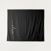 Zwart Wit Modern Minimalistisch Elegant Monogram Wandkleed (Voorkant (horizontaal))