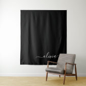 Zwart Wit Modern Minimalistisch Elegant Monogram Wandkleed (In situ)