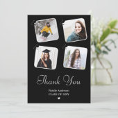 Zwart-wit Modern Minimalistisch foto Afstuderen Bedankkaart (Staand voorkant)