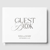 Zwart-Wit Modern Minimalistisch Huwelijk Gastenboek (Voorkant)