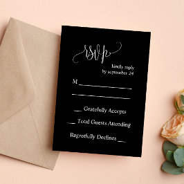 Zwart & Wit Modern Minimalistisch Huwelijks RSVP K Kaart