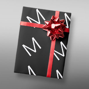 Zwart & Wit Modern Minimalistisch Letter Cadeaupapier