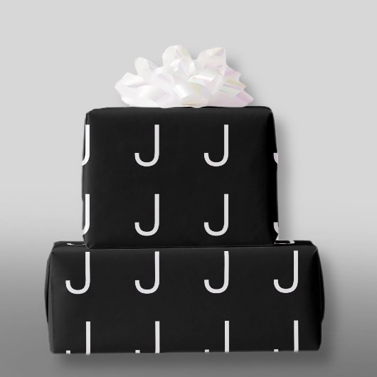 Zwart & Wit Modern Minimalistisch Letter Cadeaupapier