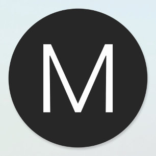 Zwart & Wit Modern Minimalistisch Letter Ronde Sticker