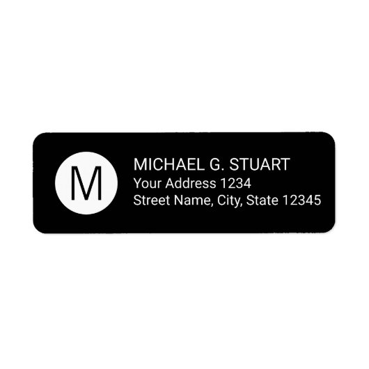 Zwart-wit modern minimalistisch monogram etiket (Voorkant)