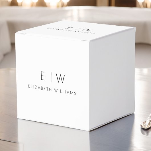 Zwart Wit Modern Minimalistisch Monogram Naam Bedankdoosjes