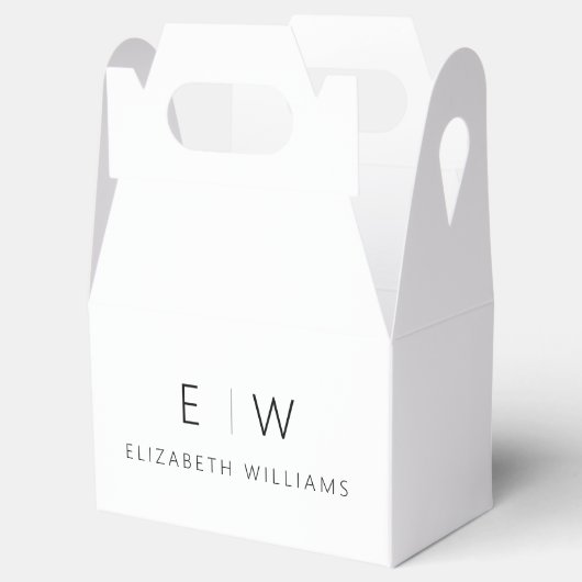 Zwart Wit Modern Minimalistisch Monogram Naam Bedankdoosjes (Geopend)