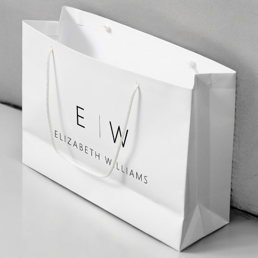 Zwart Wit Modern Minimalistisch Monogram Naam Groot Cadeauzakje