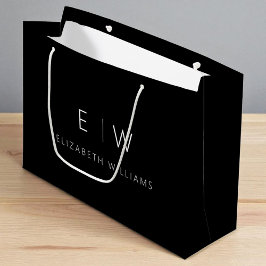 Zwart Wit Modern Minimalistisch Monogram Naam Groot Cadeauzakje