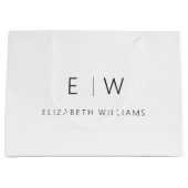 Zwart Wit Modern Minimalistisch Monogram Naam Groot Cadeauzakje (Voorkant)
