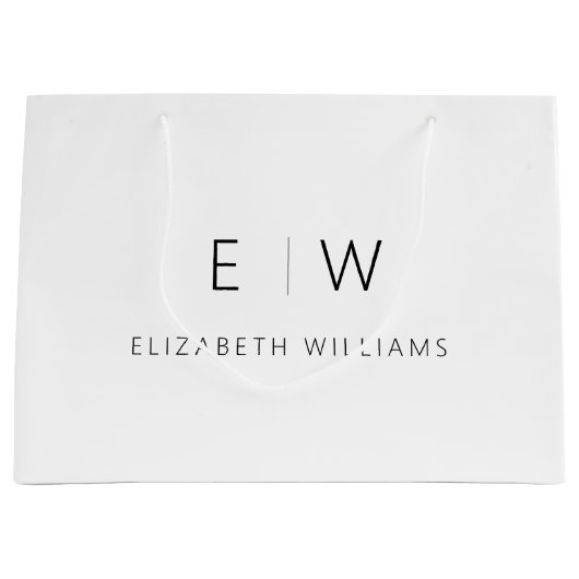 Zwart Wit Modern Minimalistisch Monogram Naam Groot Cadeauzakje (Voorkant)