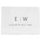Zwart Wit Modern Minimalistisch Monogram Naam Groot Cadeauzakje (Achterkant)
