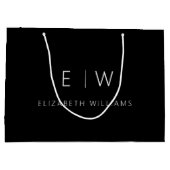 Zwart Wit Modern Minimalistisch Monogram Naam Groot Cadeauzakje (Achterkant)