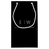 Zwart Wit Modern Minimalistisch Monogram Naam Klein Cadeauzakje (Achterkant)