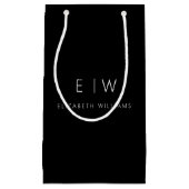 Zwart Wit Modern Minimalistisch Monogram Naam Klein Cadeauzakje (Voorkant)