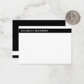Zwart-Wit Modern Minimalistisch Monogram Notitiekaartje (Voorkant / Achterkant in situ)
