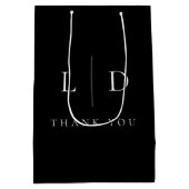 Zwart-wit modern minimalistisch monogram trouwen medium cadeauzakje (Achterkant)