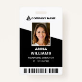 Zwart-wit Modern Minimalistisch Naam werknemer ID Badge (Voorkant)