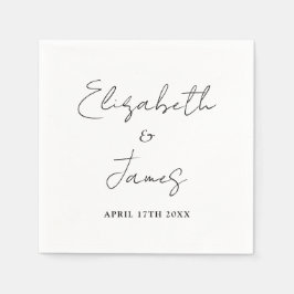 Zwart-wit Modern minimalistisch script bruiloft Servet
