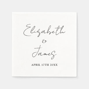 Zwart-wit Modern minimalistisch script bruiloft Servet