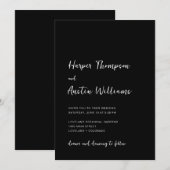 Zwart Wit Modern Minimalistisch Script Trouwen Kaart (Voorkant / Achterkant)