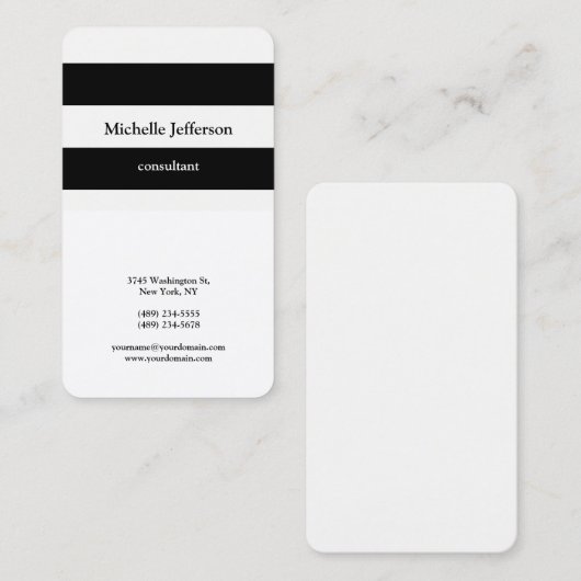 Zwart wit, modern, minimalistisch, stijlvol visitekaartje (Voorkant / Achterkant)