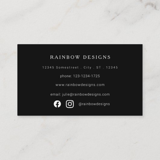 Zwart-wit, modern, minimalistisch V2 Visitekaartje (Achterkant)