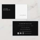 Zwart-wit, modern, minimalistisch V3 Visitekaartje (Voorkant / Achterkant)