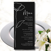 Zwart Wit Modern Minimalistisch Vet Bloemen Menu