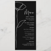 Zwart Wit Modern Minimalistisch Vet Bloemen Menu (Voorkant)