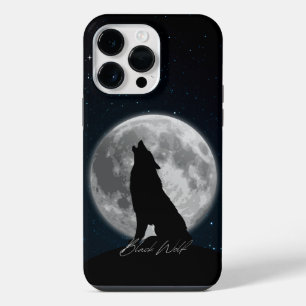 Zwart-Wit Modern Minimalistisch Zwart Wolf iPhone 14 Pro Max Hoesje