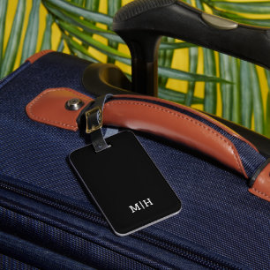 Zwart-Wit   Modern Monogram Bagagelabel
