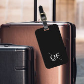 Zwart-wit modern monogram bagagelabel