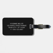 Zwart-wit Modern Monogram Custom Bagagelabel (Achterkant horizontaal)