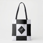 Zwart-wit modern monogram gecontroleerd tote bag (Voorkant)