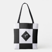 Zwart-wit modern monogram gecontroleerd tote bag (Achterkant)