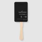 Zwart-wit-Modern- Monogram-Huwelijksprogramma- Handwaaier (Voorkant)