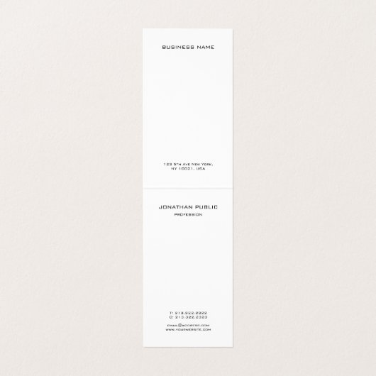 Zwart-wit modern monogram legant minimalistisch visitekaartje (Binnenkant ongevouwen)