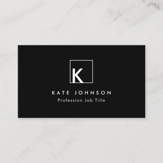 Zwart-wit Modern Monogram Logo Minimal Visitekaartje (Voorkant)