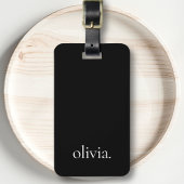 Zwart-wit Modern Monogram Naam Eenvoudig Bagagelabel