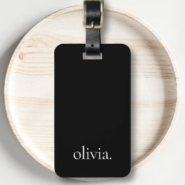 Zwart-wit Modern Monogram Naam Eenvoudig Bagagelabel