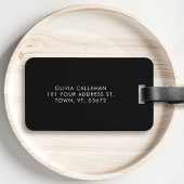 Zwart-wit Modern Monogram Naam Eenvoudig Bagagelabel