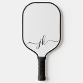 Zwart wit modern monogram pickleball paddle (Voorkant)
