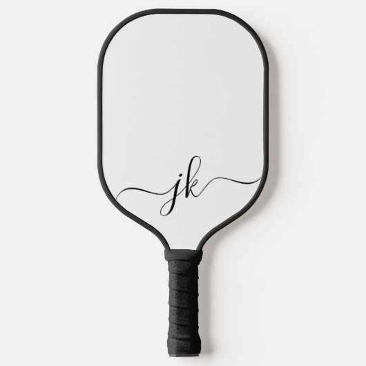 Zwart wit modern monogram pickleball paddle (Voorkant)