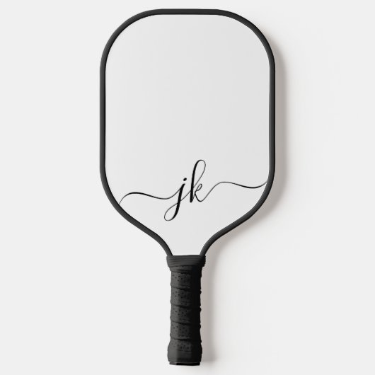 Zwart wit modern monogram pickleball paddle (Achterkant)