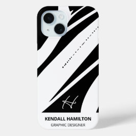 Zwart-wit Modern Monogram Stijlvol Abstract iPhone 15 Case
